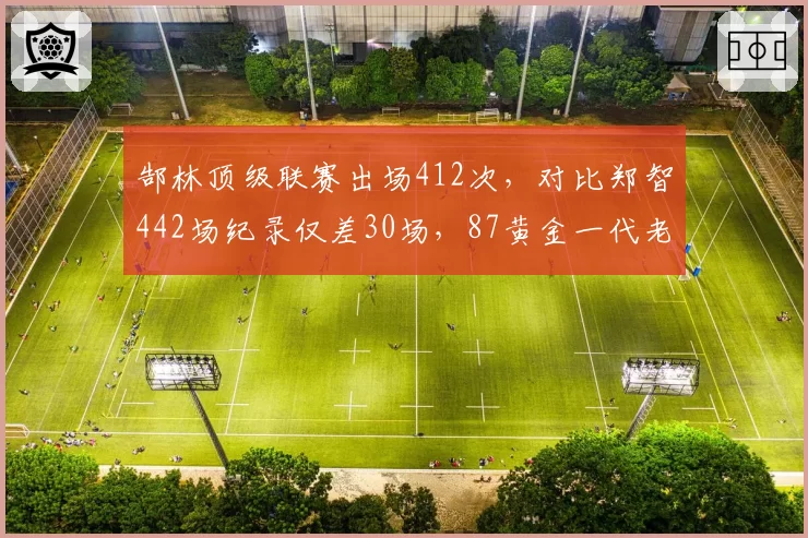 郜林顶级联赛出场412次，对比郑智442场纪录仅差30场，87黄金一代老兵传奇未完